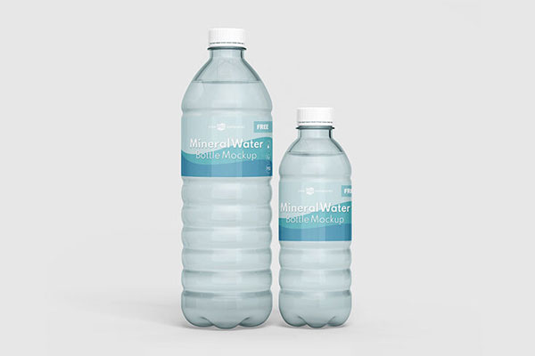 Front View of Three Mineral Water Bottle Mockups
