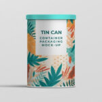 Front View of Tin Can Container Packaging Mockup