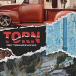 Front View of Torn Papers Mockup