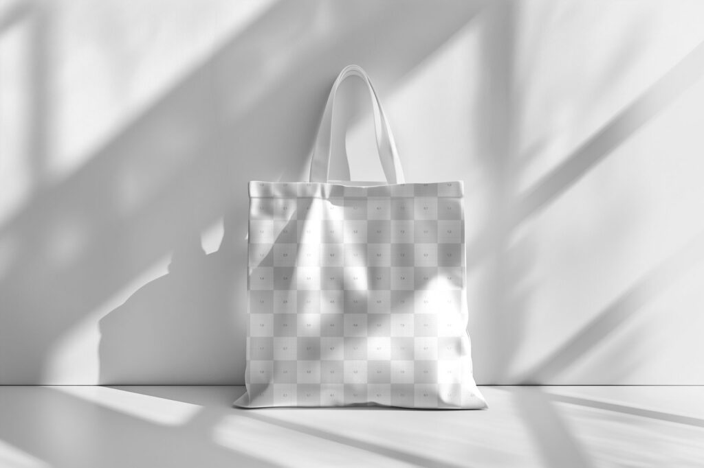 Front View of Tote Bag Mockup with Shadows