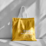 Front View of Tote Bag Mockup with Shadows