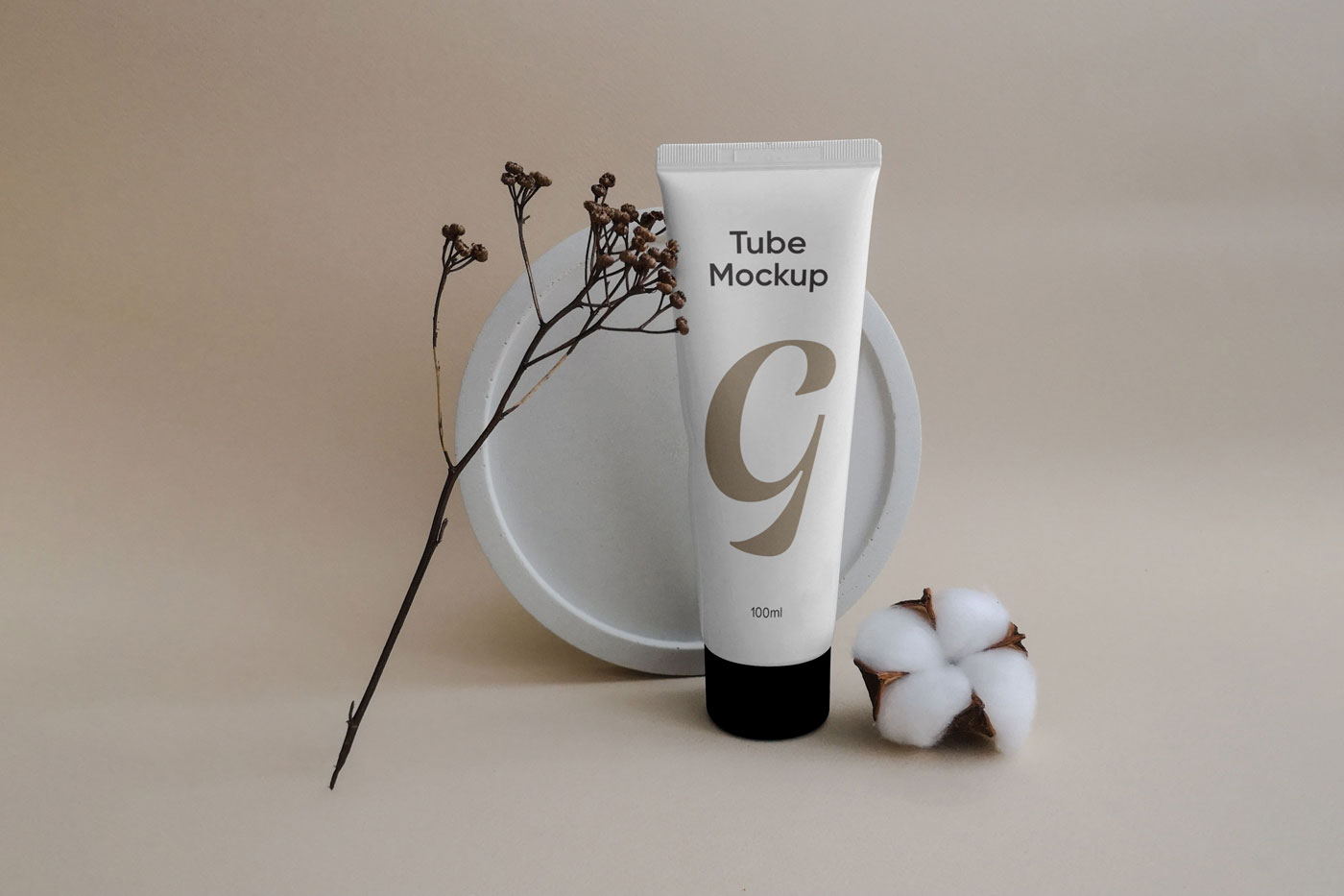 Front View of Trendy Cosmetic Plastic Tube Mockup FREE PSD
