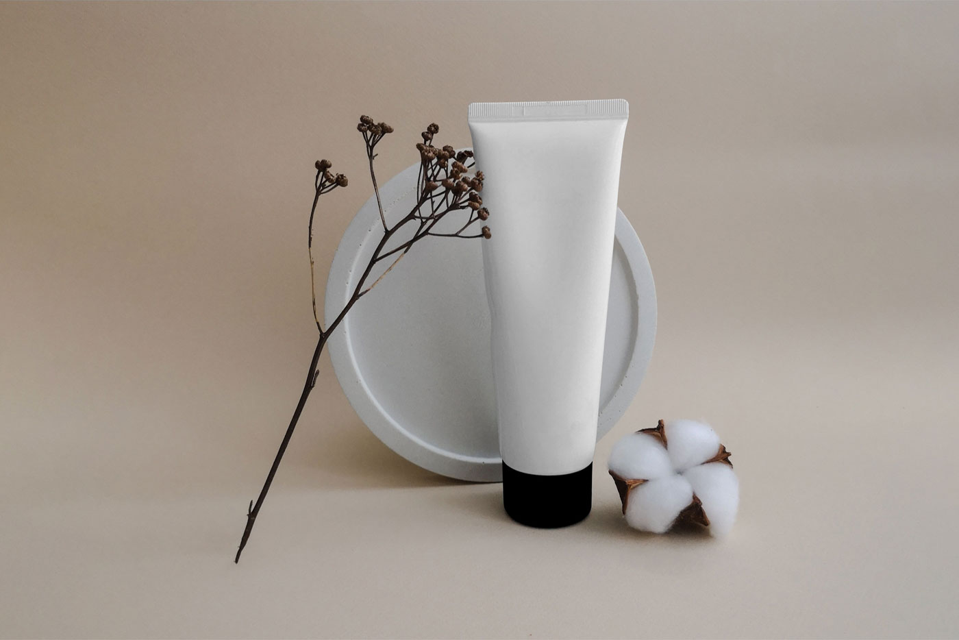 Front View of Trendy Cosmetic Plastic Tube Mockup FREE PSD