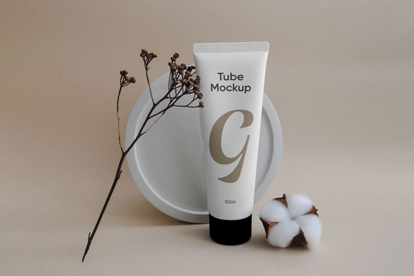 Front View of Trendy Cosmetic Plastic Tube Mockup