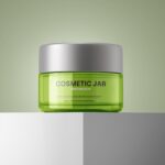 Front View of Trendy Cosmetic Round Jar Mockup