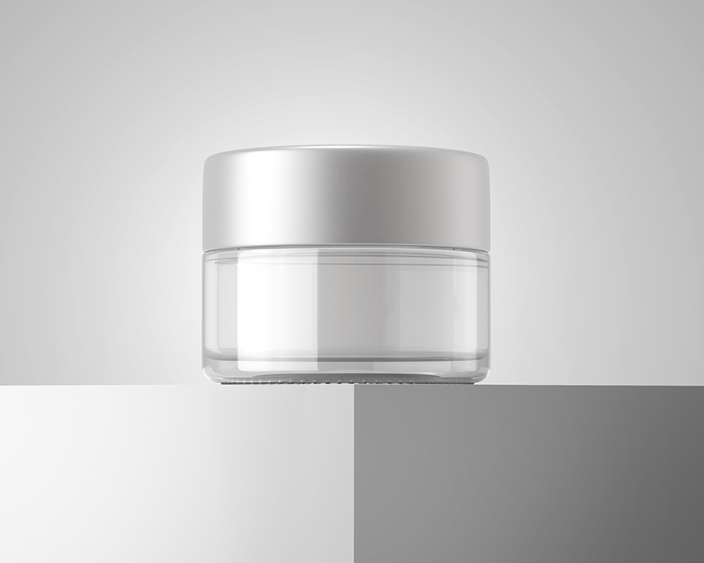 Front View of Trendy Cosmetic Round Jar Mockup