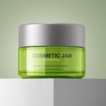 Front View of Trendy Cosmetic Round Jar Mockup