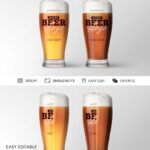 Front View of Two Beer Glasses with Light and Dark Beer Mockup