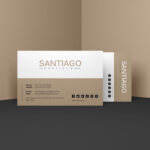 Front View of Two Business Cards ahead of Walls Mockup