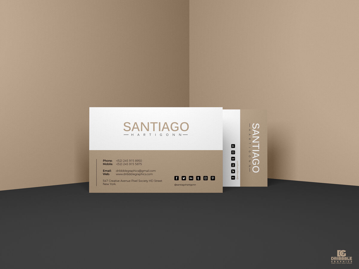 Front View of Two Business Cards ahead of Walls Mockup FREE PSD