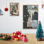 Front View of Two Christmas Frames Scene Creator Mockup