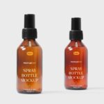 Front View of Two Cosmetic Spray Bottles Mockup