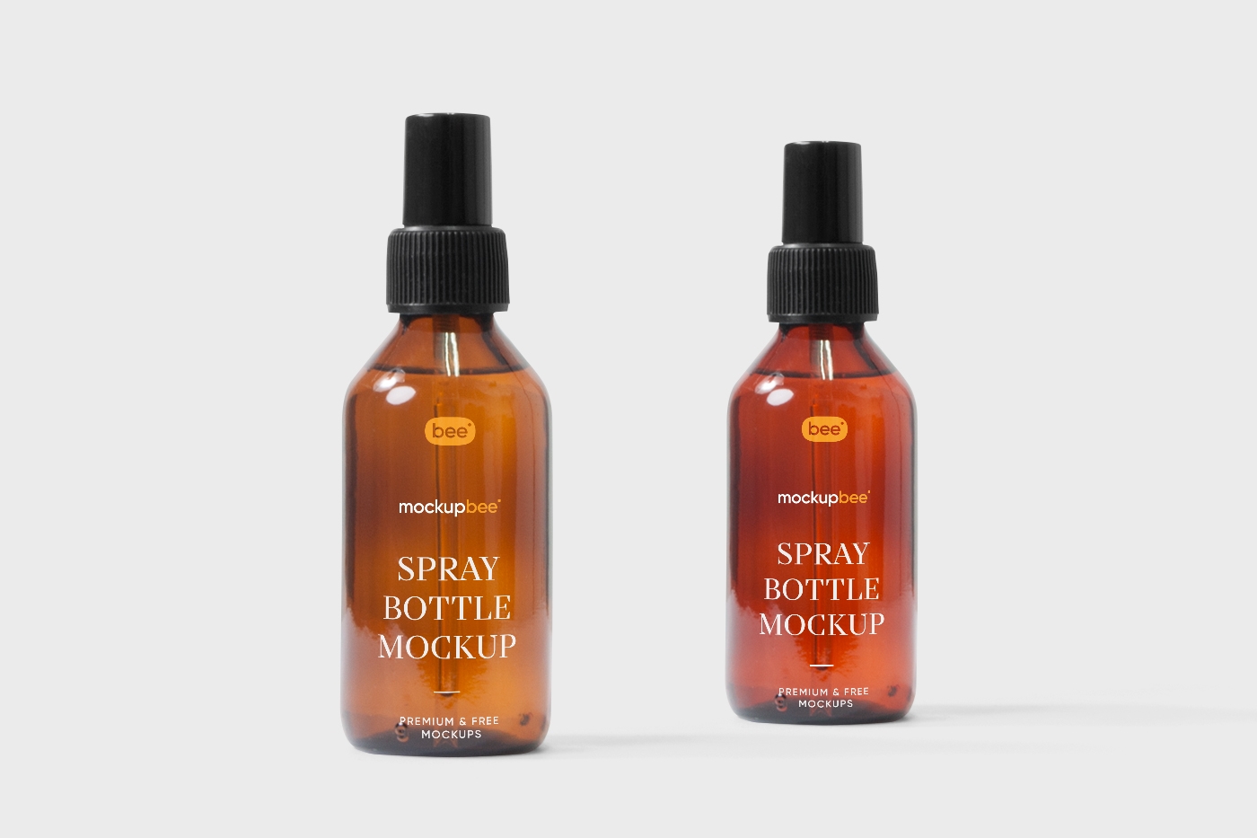 Front View of Two Cosmetic Spray Bottles Mockup FREE PSD
