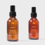 Front View of Two Cosmetic Spray Bottles Mockup