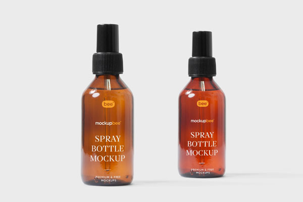 Front View of Two Cosmetic Spray Bottles Mockup