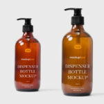 Front View of Two Dispenser Bottles Mockup