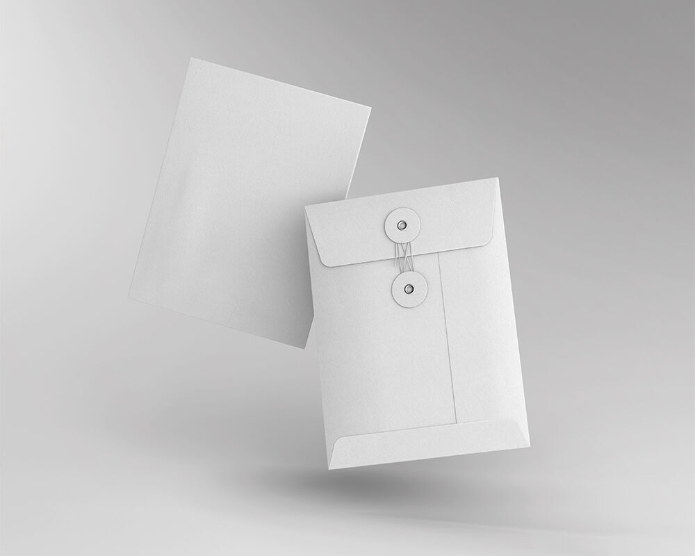 Front View of Two Envelopes With String Mockup