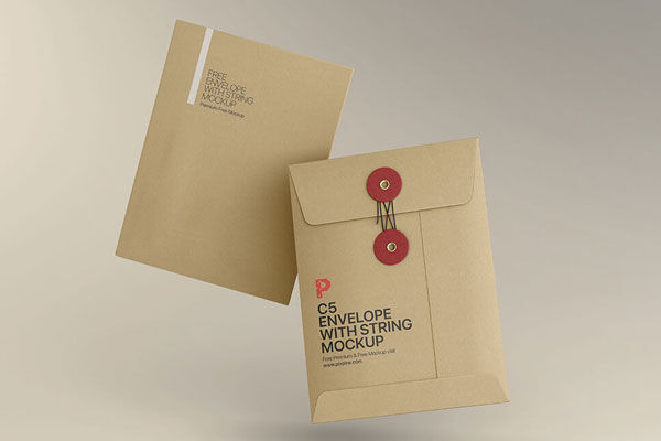 Front View of Two Envelopes With String Mockup