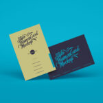 Front View of Two Floating Business Cards