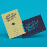 Front View of Two Floating Business Cards