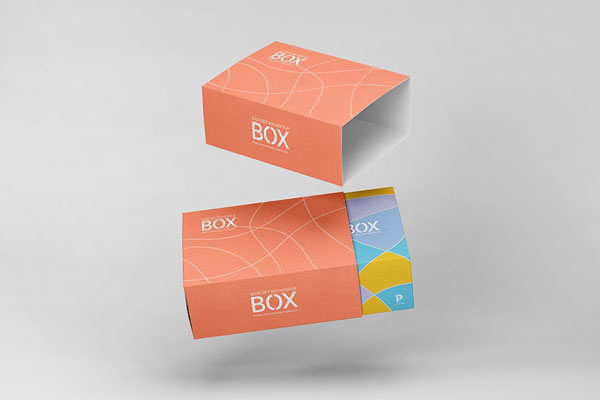 Front View of Two Floating Slide Gift Boxes Mockup