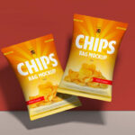 Front View of Two Floating Snack Packaging Mockup