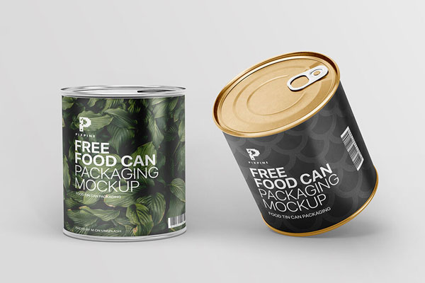 Front View of Two Food Cans Mockup