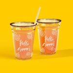 Front View of Two Juice Glasses Mockup