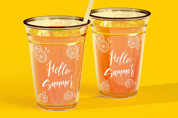 Front View of Two Juice Glasses Mockup