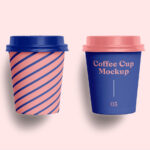 Front View of Two Minimal Paper Cups Mockup