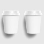 Front View of Two Minimal Paper Cups Mockup