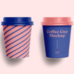 Front View of Two Minimal Paper Cups Mockup