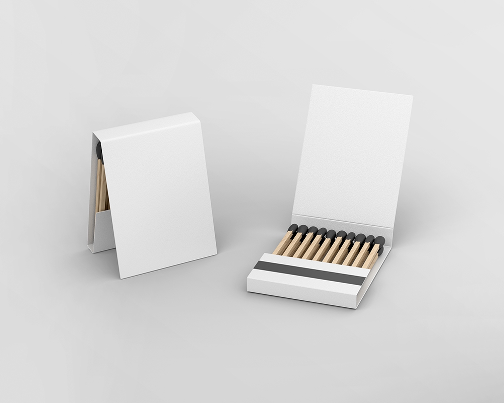 Front View of Two Open and Closed Matchbooks Mockup