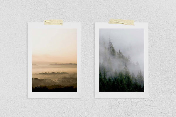 Front View of Two Photographs/Posters Mockup