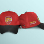 Front View of Two Realistic Caps Mockup