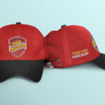 Front View of Two Realistic Caps Mockup