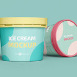 Front View of Two Realistic Ice Cream Plastic Jar Mockups
