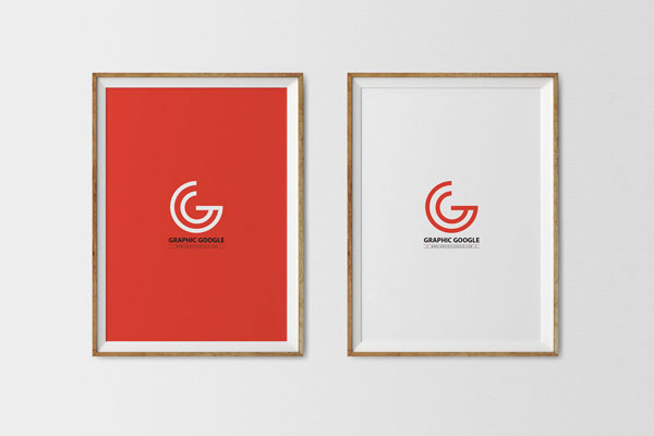 Front View of Two Simple Poster Frames Mockup