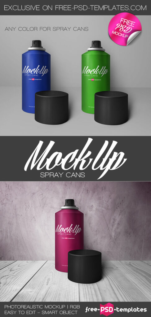 Front View of Two Spray Cans Mockup