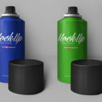 Front View of Two Spray Cans Mockup