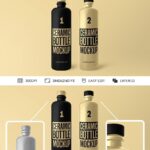 Front View of Two Standing Ceramic Bottles Mockup