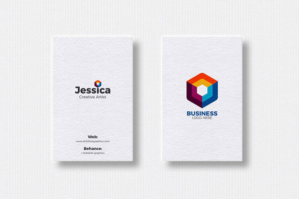 Front View of Two Vertical Business Cards Mockup