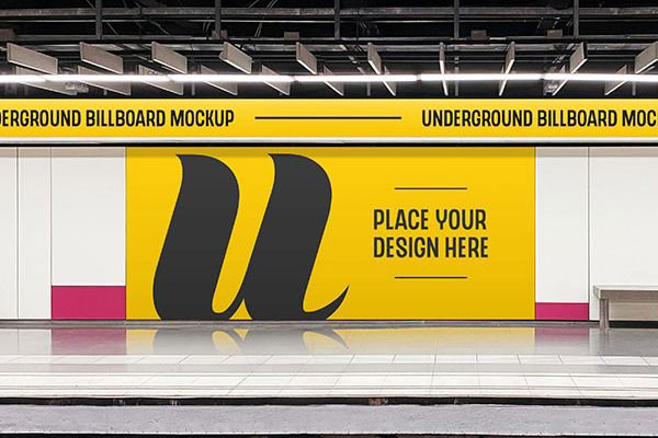 Front View of Underground Billboard Mockup