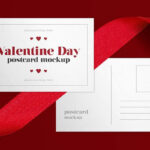 Front View of Valentines Day Postcard Mockup