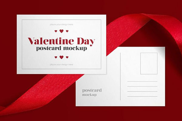 Front View of Valentines Day Postcard Mockup