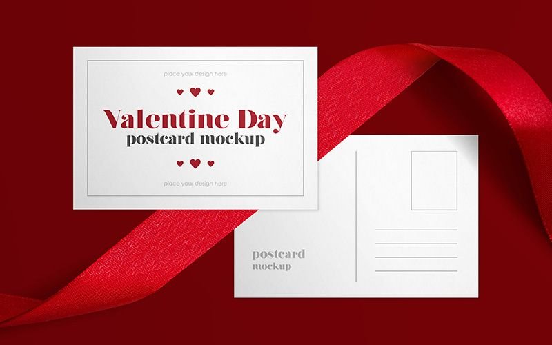 Front View of Valentines Day Postcard Mockup