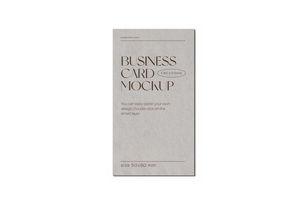 Front View of Vertical Business Card Mockup