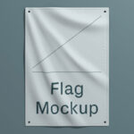 Front View of Vertical Camp Flag on Wall Mockup