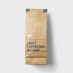 Front View of Vertical Craft Coffee Bag Mockup