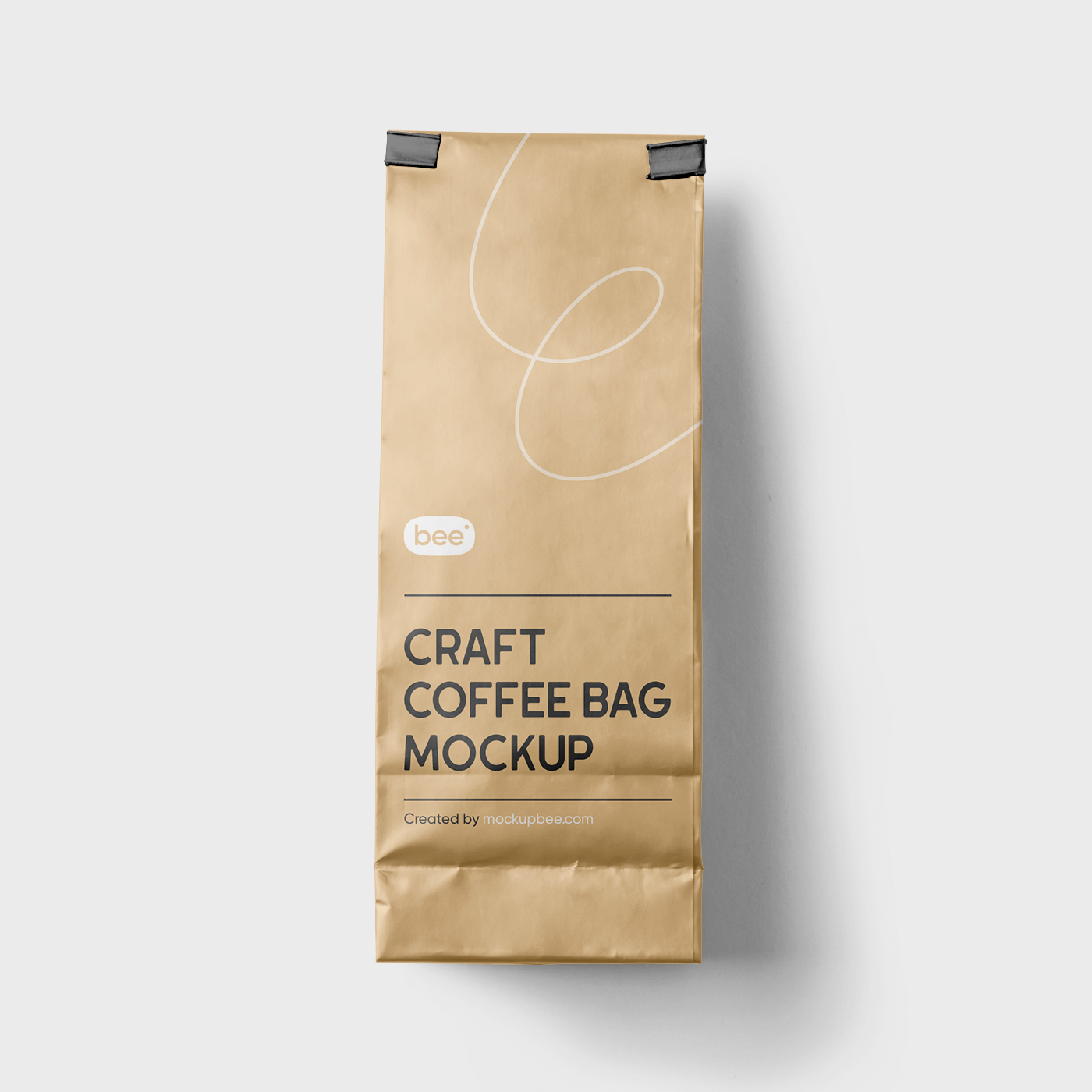 Front View of Vertical Craft Coffee Bag Mockup FREE PSD